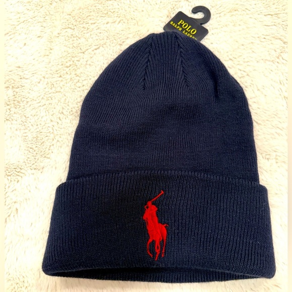 Polo Ralph Lauren Blue Big Pony Hat Beanie - Picture 1 of 4